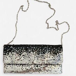 Vintage silver sequin evening clutch bag Vanessa 90s Vintage GlamRock Party Glam